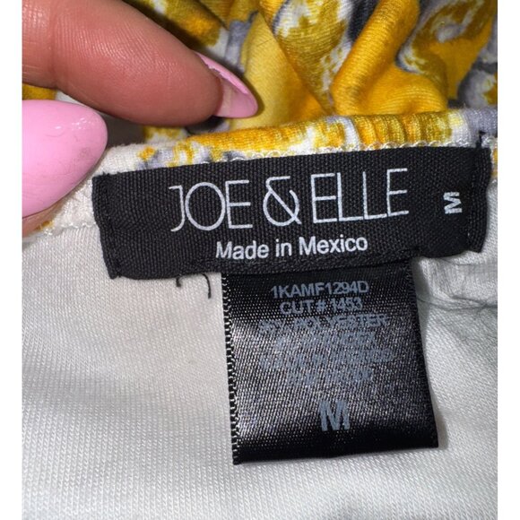 Floral Yellow Blue Midi Pencil Skirt‎ Medium Sexy Rose Print Joe & Elle Stretch - Picture 5 of 6